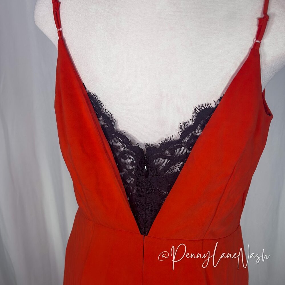 Bebe Poy Sleeveless Lace Back Romper Poppy Red - Picture 9 of 10